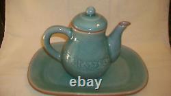 6 Piece Tea Set from Siam Celadon Wood Ash Glaze, Tea Pot, Lid, Tray, 3 Cups