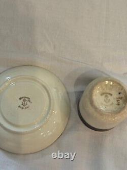 6 late 19th century Bridgwood teacups with saucers and associated tea pot