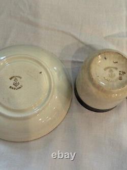 6 late 19th century Bridgwood teacups with saucers and associated tea pot
