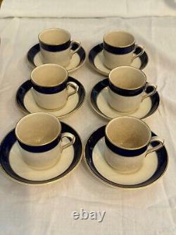 6 late 19th century Bridgwood teacups with saucers and associated tea pot