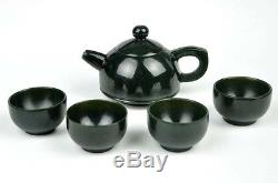 6pcs Natural Nephrite Jade Teaset / Tea Sets Teapot Cups Carving / Sculpture