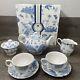 7 Pc Portmeirion Botanic Blue Earthenware Plates Teacups Teapot Creamer England
