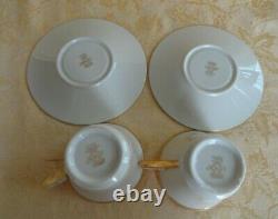 7 Pcs Lenox Eternal Dimension Collection Tea Set Teapot, Plates, Cups & Sauces
