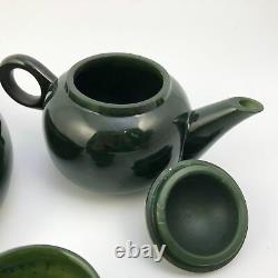 7pc Nephrite Jade Teapot Cups & Tray Set