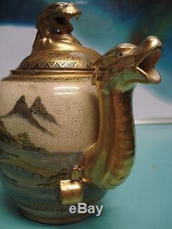 7pc Vintage Antique Japanese Shimazu crest Matoya Meiji Satsuma tea cup pot set