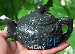 7pcs Natural Nephrite Jade Teaset / Tea Sets Teapot Cups Carving / Sculpture