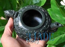 7pcs Natural Nephrite Jade Teaset / Tea Sets Teapot Cups Carving / Sculpture