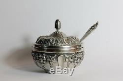 800 solid silver tea set Djokja Yogya tray tea pot sugar bowl Indonesian C. 1940