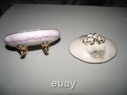 8 Pc Set Musical Teapot Plays Fluer De Lis Floral Design with Purple/Gold