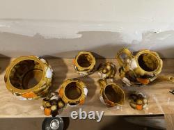 8 Piece Vintage Mushroom Tea Pot Set 1970's Ardco Japan Mid Century Kitchen