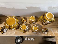 8 Piece Vintage Mushroom Tea Pot Set 1970's Ardco Japan Mid Century Kitchen