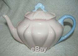 9 Piece Shelley Dainty Pastel Pink with Blue Handle Tea Set Teapot 13618 RARE