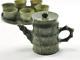 9 Pcs Set Vintage Natural Handcrafted Jade Stone Bamboo Teapot Decoration Rare