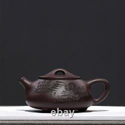 9pcs Yixing Zisha Handmade Carved Shipiao Pot Master Tea Cup Pitcher Tea Pot Set