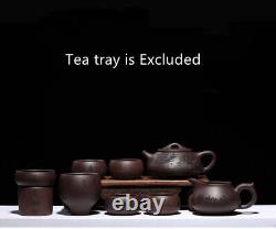 9pcs yixing zisha handmade carved shipiao pot master tea cup pitcher Tea Pot Set