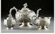 A136 A Kwan Wo Chinese Export Silver Teapot 3 Piece Set. Late 19th Century
