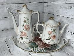 ALT Tirschenreuth 1838 Baronesse Hand Pntd/Signed 8 Piece Coffee/Tea Set EUC NF