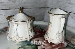 ALT Tirschenreuth 1838 Baronesse Hand Pntd/Signed 8 Piece Coffee/Tea Set EUC NF