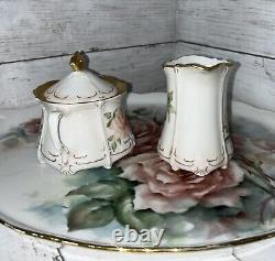 ALT Tirschenreuth 1838 Baronesse Hand Pntd/Signed 8 Piece Coffee/Tea Set EUC NF