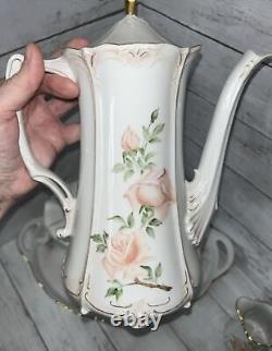 ALT Tirschenreuth 1838 Baronesse Hand Pntd/Signed 8 Piece Coffee/Tea Set EUC NF