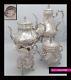 Amazing Antique 1890s French All Sterling Silver Tea & Coffee Pot Set 4pc Rococo
