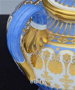 AMAZING AUTHENTIC c1830 SEVRES FRENCH PORCELAIN BLUE GROUND 8pc TEAPOT TEA SET