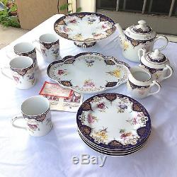 ANDREA BY SADEK BILTMORE ESTATE CHINA COBALT FLORAL Cake Plate, Mugs, Plates