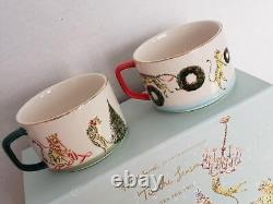 ANTHROPOLOGIE Christmas TEA FOR TWO Garrod Tis the Season Tea Pot Teacups NEW