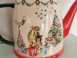ANTHROPOLOGIE Christmas TEA FOR TWO Garrod Tis the Season Tea Pot Teacups NEW