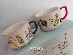 ANTHROPOLOGIE Christmas TEA FOR TWO Garrod Tis the Season Tea Pot Teacups NEW