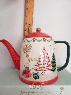 ANTHROPOLOGIE Christmas TEA FOR TWO Garrod Tis the Season Tea Pot Teacups NEW