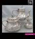 Antique 1880s French All Sterling Silver Tea Pot Sugar Bowl Creamer Set 3pc