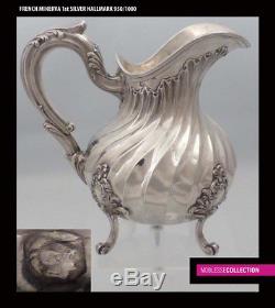 ANTIQUE 1890s FRENCH FULL STERLING SILVER TEA & COFFEE POT SET 4pc Rococo 2233 g