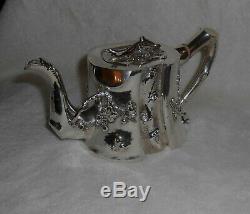 ANTIQUE CHINESE EXPORT SILVER TEAPOT OR COFFEE SET Signed ZEE WOO 812 Grams