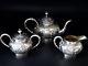 Antique Chinese Sterling Silvert Export Tea Set Teapot Creamer Sugar Bowl 19th C