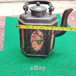 ANTIQUE CHINESE TEA POT VINTAGE OLD TEAPOT STEEL