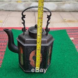 ANTIQUE CHINESE TEA POT VINTAGE OLD TEAPOT STEEL