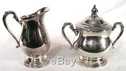 ANTIQUE INTERNATIONAL CAMILLE 6001 SILVER COFFEE TEA POT TRAY NOUVEAU 5 PSC SET