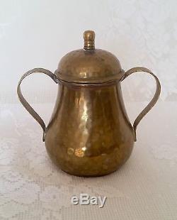 Antique Judaica Nyc Lower East Side Hand Planished Hammered Tea Set Coffee Pot