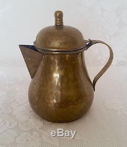 Antique Judaica Nyc Lower East Side Hand Planished Hammered Tea Set Coffee Pot
