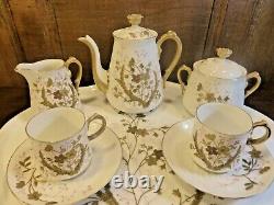 ANTIQUE LIMOGES raised gilding CABARET SET TETE A TETE TRAY TEAPOT SUGAR etc