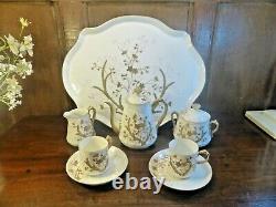 ANTIQUE LIMOGES raised gilding CABARET SET TETE A TETE TRAY TEAPOT SUGAR etc