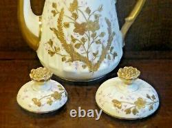 ANTIQUE LIMOGES raised gilding CABARET SET TETE A TETE TRAY TEAPOT SUGAR etc