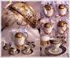 Antique Nippon 10p Tea Set Teapot Cups And Saucers Cobalt Swan Jeweled Beaded
