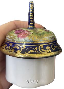 ANTIQUE Nippon Hand-Painted Chocolate Pot Set 6 Cups & Saucer set Gold Gilding