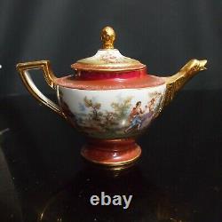ANTIQUE Royal Vienna Tea set Teapot Sugar Creamer decorated by Ackermann& Fritze