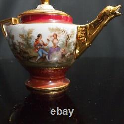 ANTIQUE Royal Vienna Tea set Teapot Sugar Creamer decorated by Ackermann& Fritze