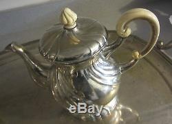 Antique Silverplate Tea Set Coffee Pot Tea Pot Tray Sugar