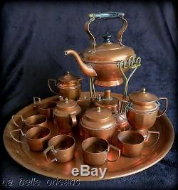 Antique Very Complete Jos Heinrichs Pure Copper Tea/ Coffee Set