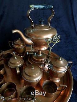 Antique Very Complete Jos Heinrichs Pure Copper Tea/ Coffee Set